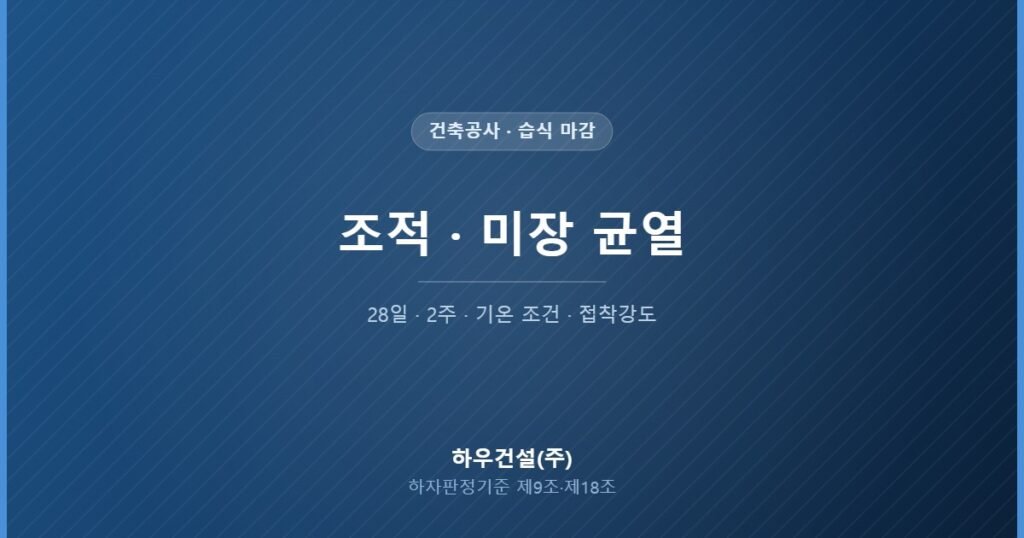 조적과 미장 균열의 원인과 국가건설기준 조건을 정리한 대표 이미지